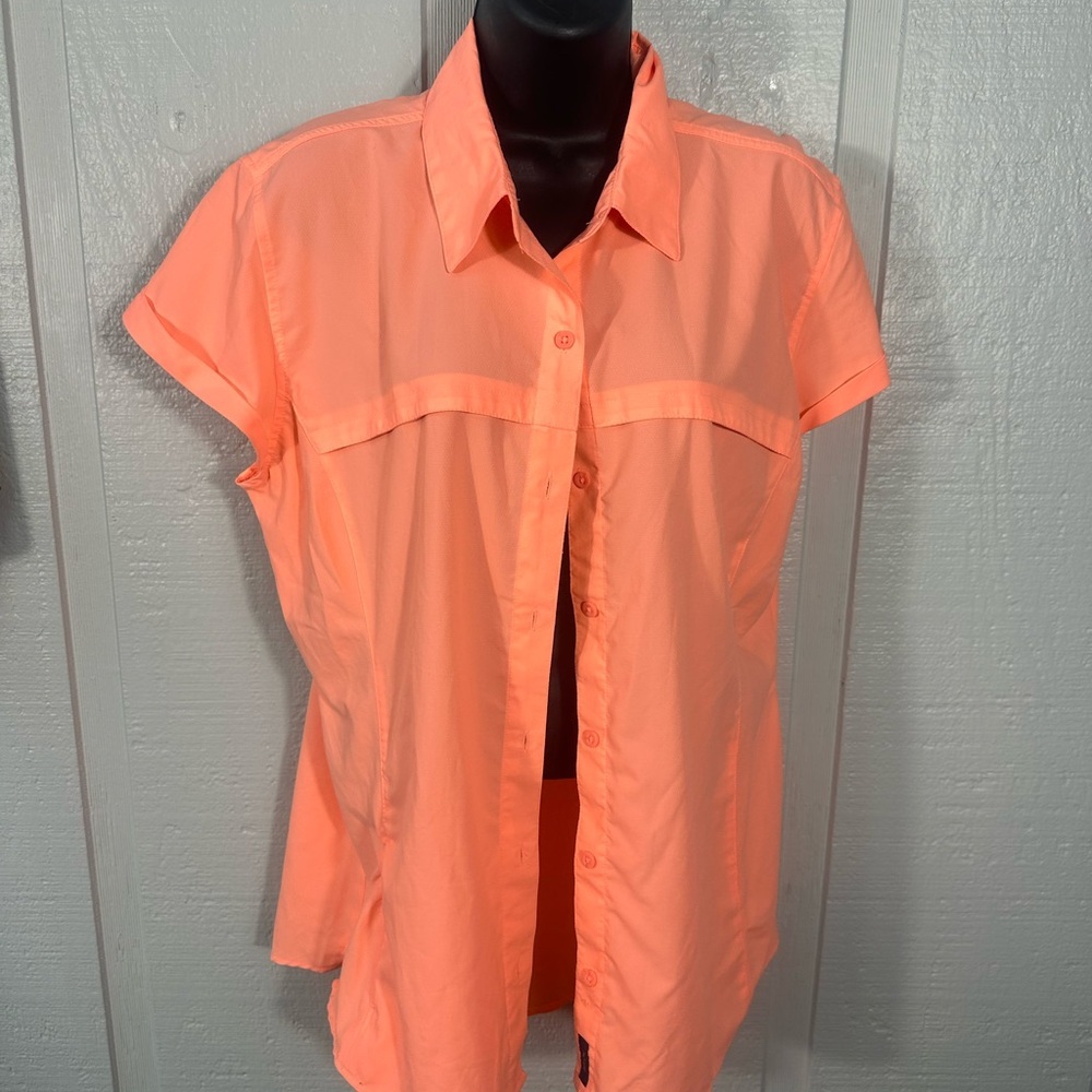 Magellan Orange Short Sleeve Button Down Womens Top Size XL EUC - Picture 4 of 8